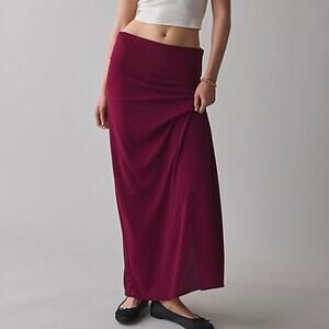 URBAN OUTFITTERS Remnants Foldover Crepe Maxi Skirt Burgundy Medium M